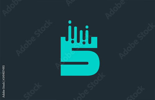 5 five blue number logo icon with line design for company and business