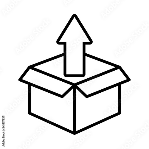 arrow up with box carton packing postal service line style