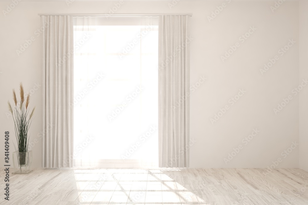 Fototapeta premium White empty room. Scandinavian interior design. 3D illustration