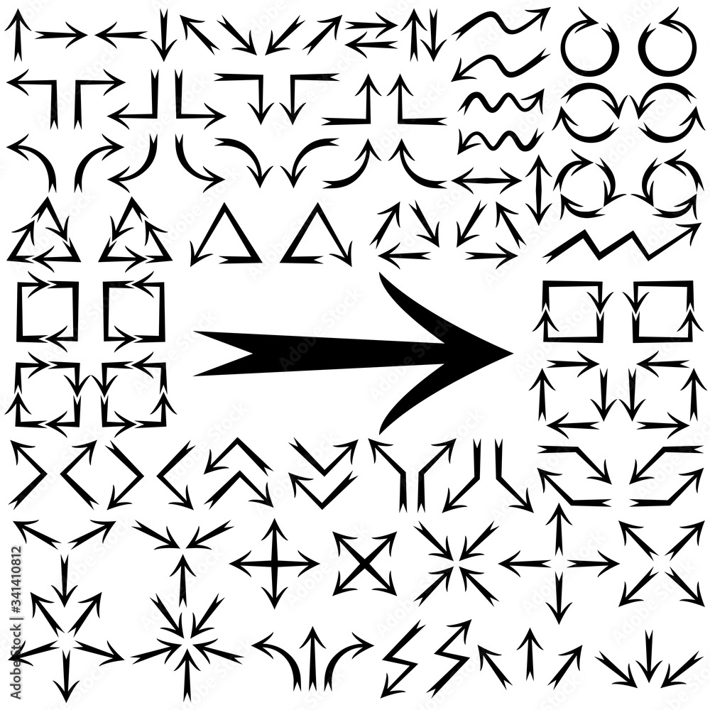 Big set of arrows. Black isolated on white background. Vector illustration. Big set of arrows. Black isolated on white background. Vector illustration.