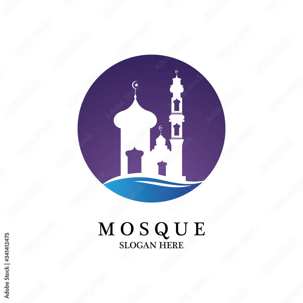 Obraz premium Mosque icon vector Illustration design template