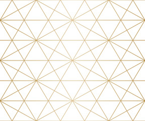 Fototapete Goldene abstrakte geometrische Muster Filigrane Goldlinien Hexagon Dreiecksmuster  © Olgastocker