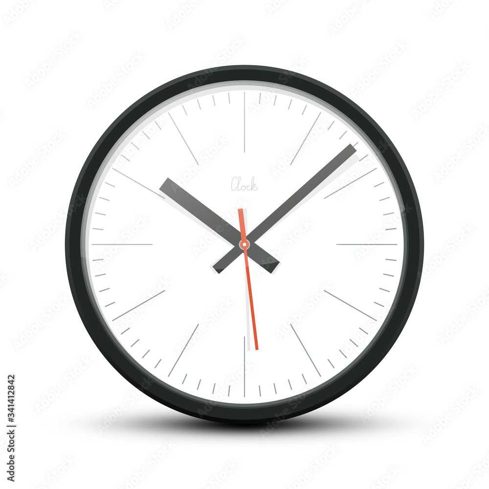 Clock Vector Icon Isolated on White Background. Analog Time Symbol. Clock Vector Icon Isolated on White Background. Analog Time Symbol.