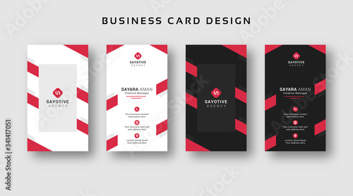 Vertical black white business card template sate