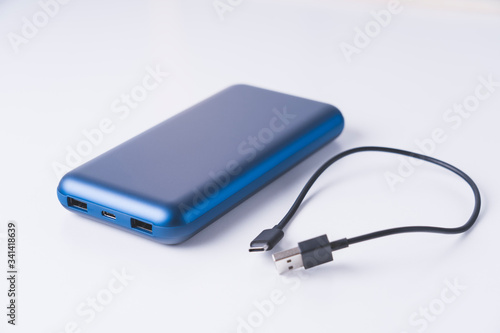 powerbank, close- up on a white background, selective focus
