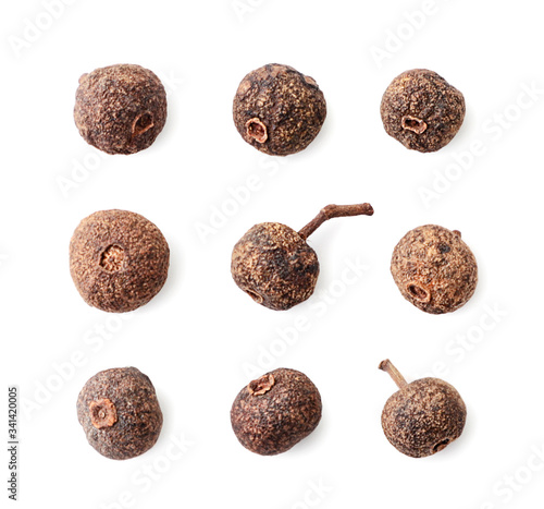 Allspice set on a white background. Isolated