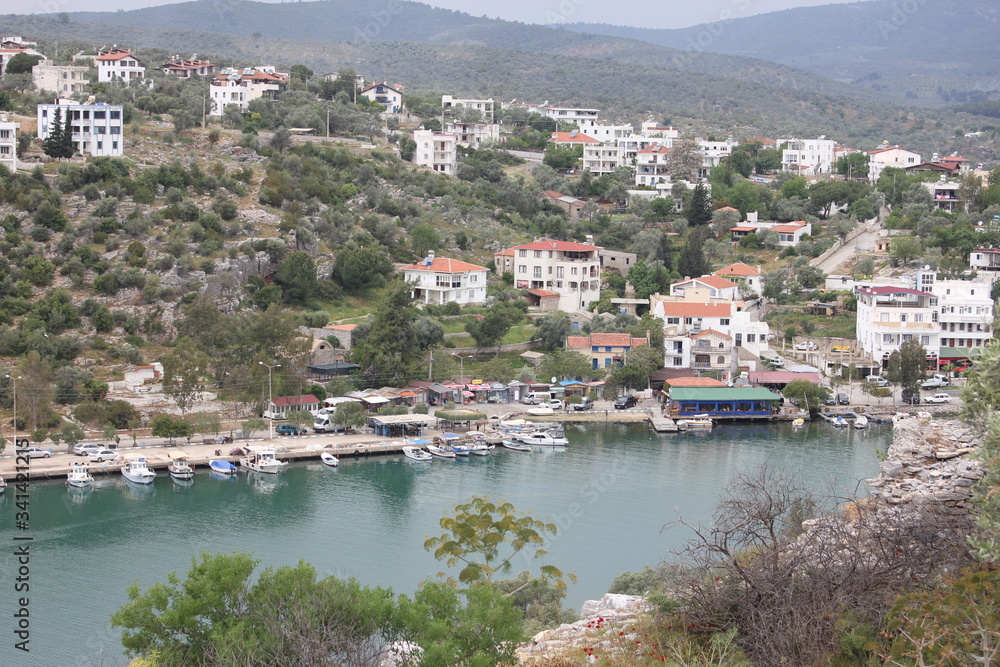 İasos ancient city. View from the catle on the bay.