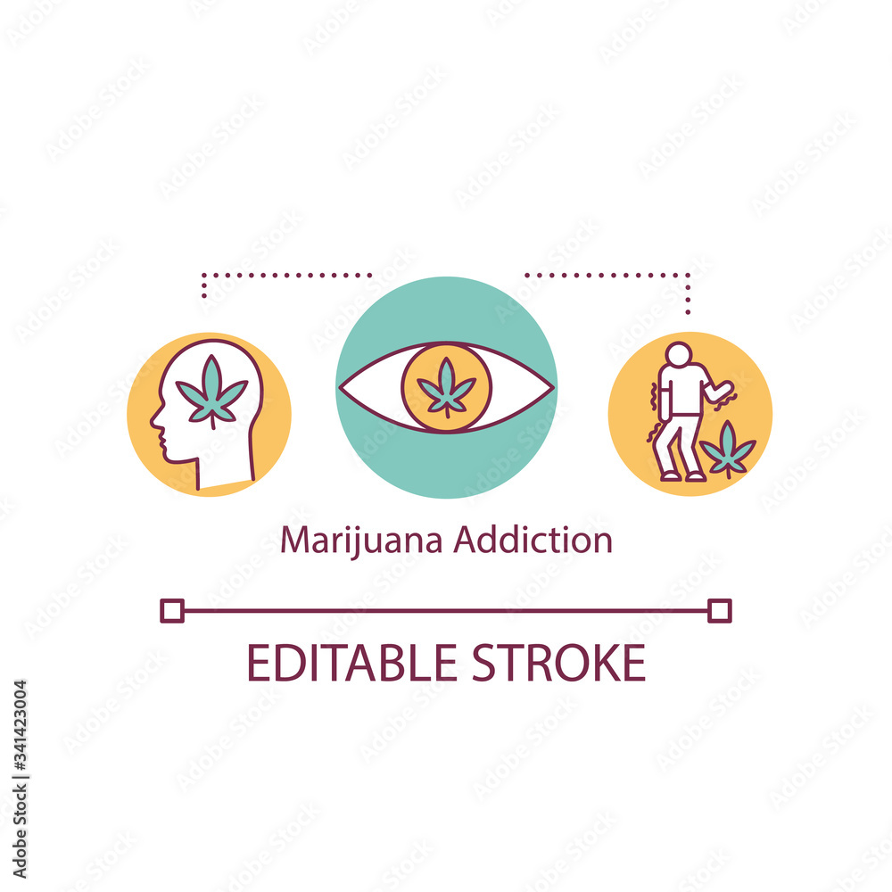 Marijuana addiction concept icon Marijuana addiction concept icon