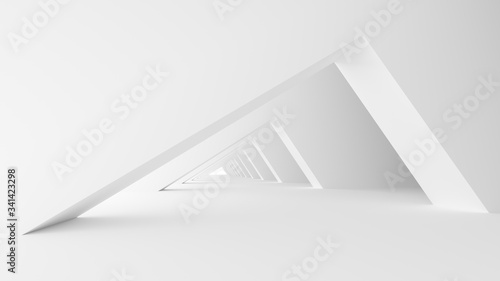 Stampa su tela Corridor with columns Abstract 3D white background
