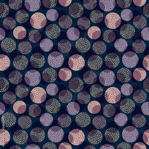 Spotty circular vector repeat pattern with textured fill. Circle dot seamless pattern, perfect for fashion, home, stationary, kids. 