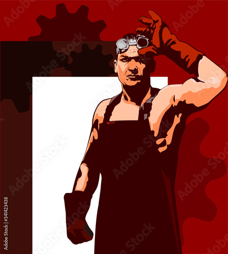 Industrial worker. Vector design template. The smith