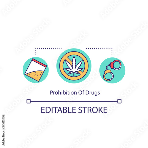 Prohibition of drugs concept icon