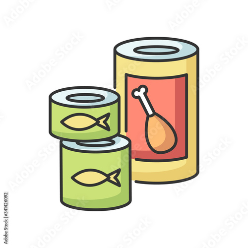 Canned goods and soups RGB color icon