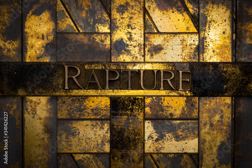 Tableau sur toile Photo of real authentic typeset letters forming Rapture text on vintage textured