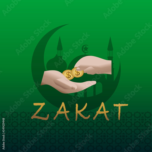 Zakat vector. Islamic content vector. Zakat is the sharing of wealth from the rich for the less fortunate