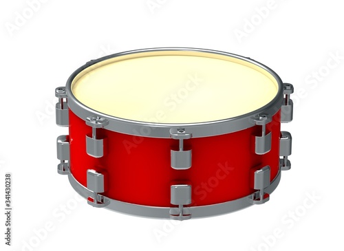 Red music drum. 3D Illustration.