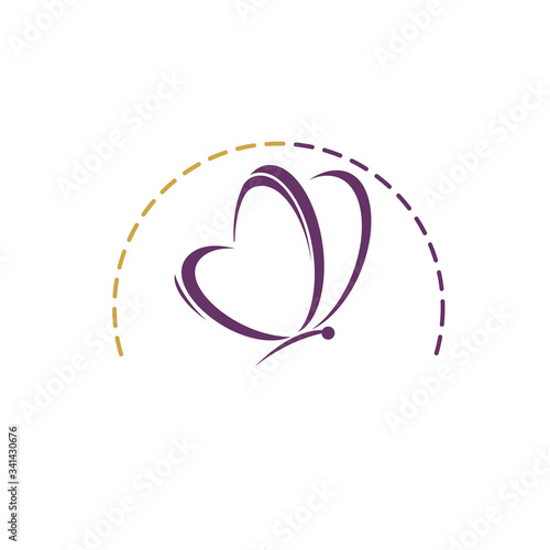 Simple design Butterfly icon symbol with purple color