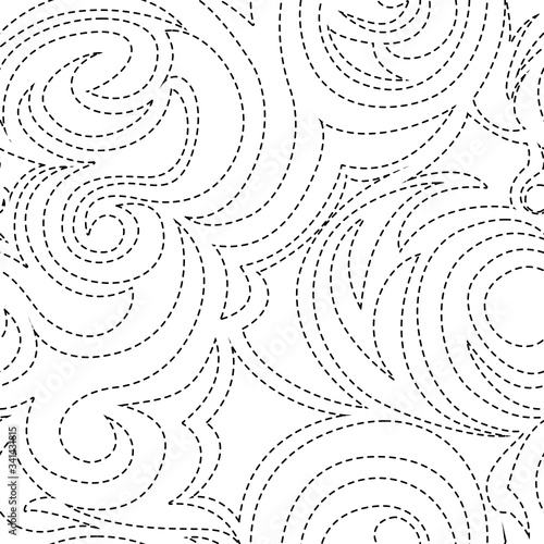 Seamless vector pattern of abstract shapes isolated on a white background. Simple texture of the strokes or seams of a thread of black on a dark background. Decoration for paper fabrics or website bac