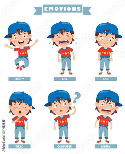 Little Kid With Different Emotions