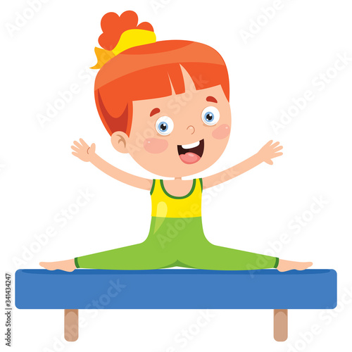 Happy Kid Doing Gymnastics Exercise