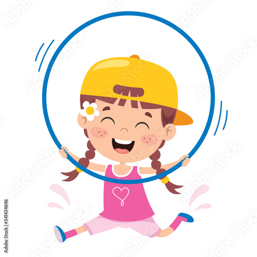 Happy Kid Doing Gymnastics Exercise