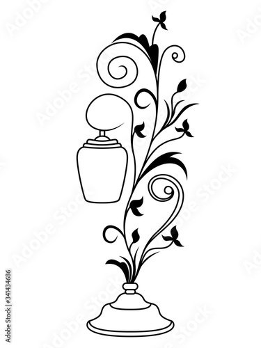 Stencil of table floral lamp