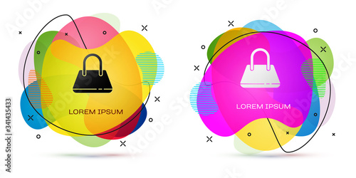 Color Handbag icon isolated on white background. Female handbag sign. Glamour casual baggage symbol. Abstract banner with liquid shapes. Vector Illustration