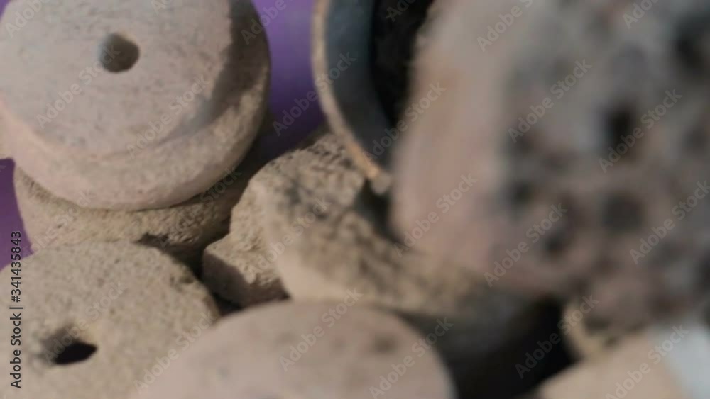 Construction debris and crowns for drilling holes in solid materials (for junction