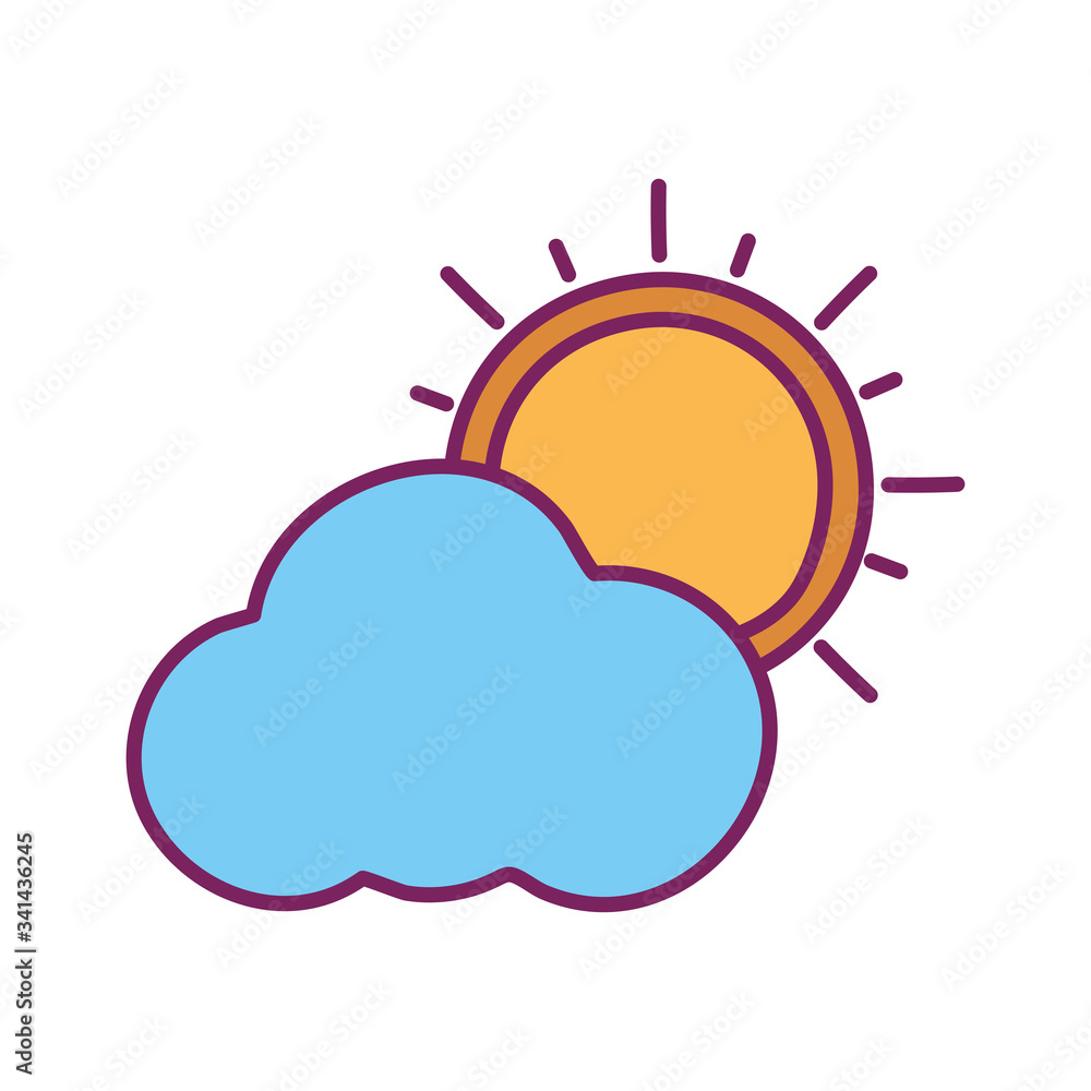 Isolated sun and cloud line and fill style icon vector design Isolated sun and cloud line and fill style icon vector design