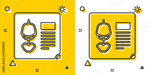 Black X-ray shots icon isolated on yellow and white background. Random dynamic shapes. Vector Illustration
