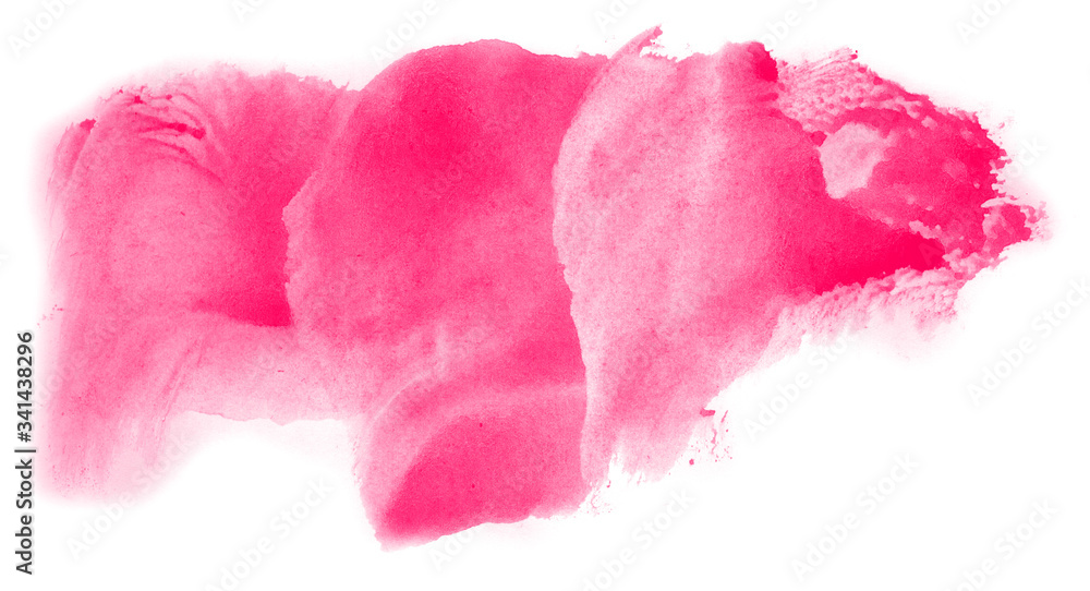 Abstract watercolor background hand-drawn on paper. Volumetric smoke elements. Pink color. For design, web, card, text, decoration, surfaces.