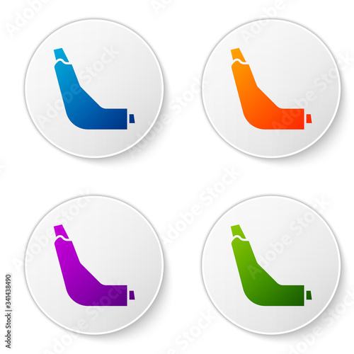 Color Inhaler icon isolated on white background. Breather for cough relief, inhalation, allergic patient. Set icons in circle buttons. Vector Illustration