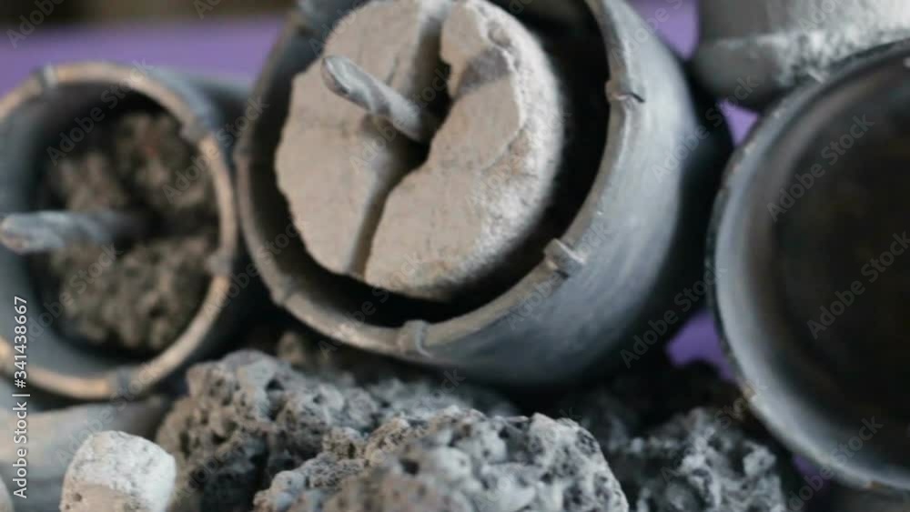 Construction debris and crowns for drilling holes in solid materials (for junction