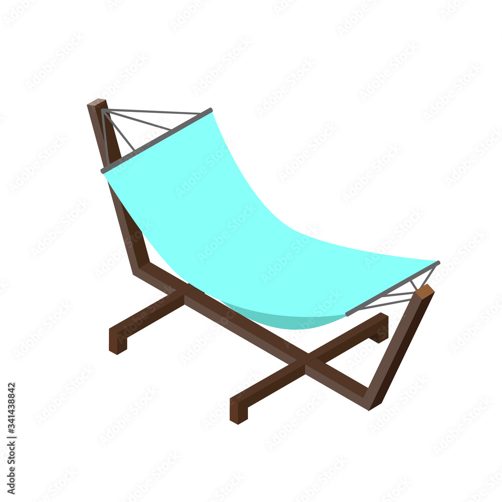 Isometric style hammock. Hammock icon.Textile for relaxing by the sea.Vector illustration isolated on white background.