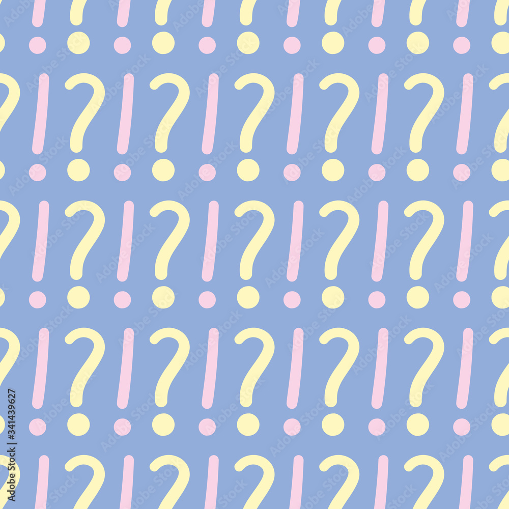 Exclamation and question marks vector repeat pattern. Hand-written glyphs illustration background. Exclamation and question marks vector repeat pattern. Hand-written glyphs illustration background.