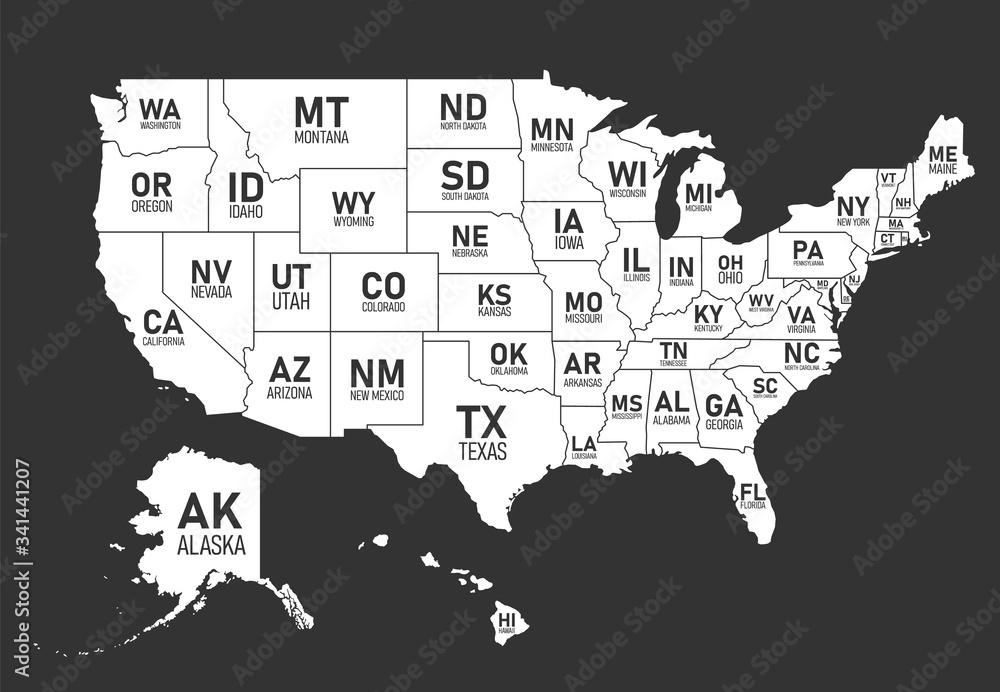 Map Of United States Of America With State Names And Abbreviations 1000 F 341441207 7C2KePI5td2emBM5DMWmGeugKwS7V5pT
