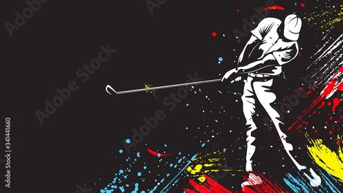 Golf player. Golf cap. Abstract isolated vector silhouette. Iink drawing golf player.