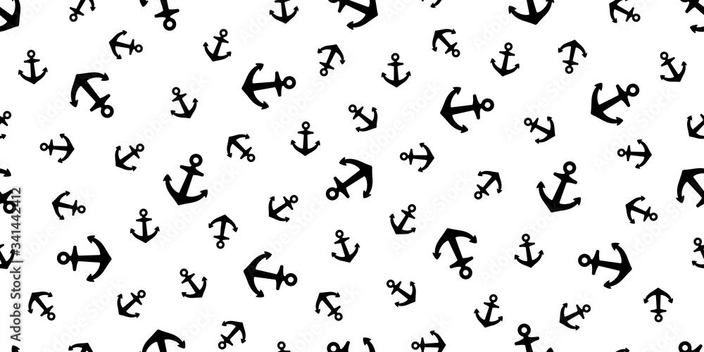 Anchor seamless pattern vector boat pirate helm Nautical maritime sea ocean repeat wallpaper scarf isolated tile background illustration white line design