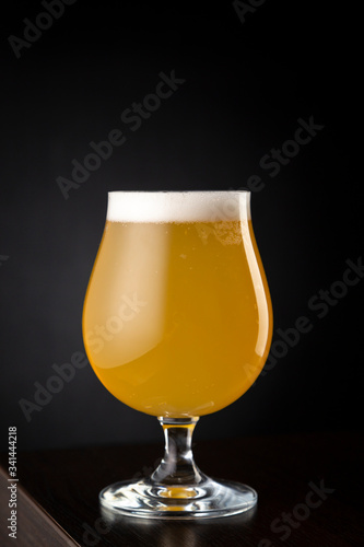 Glass of cold lemon beer