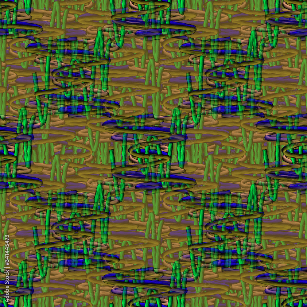 Seamless abstract pattern. Brown, green and blue spirals. Seamless abstract pattern. Brown, green and blue spirals.
