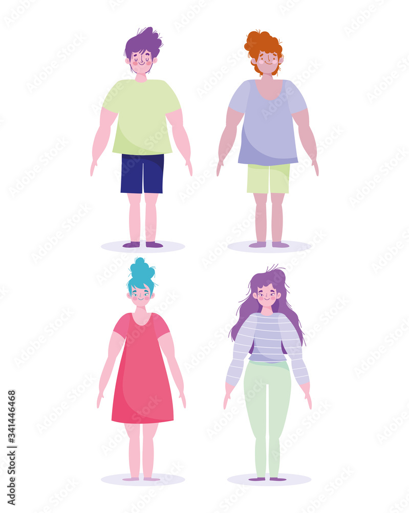 men and women cartoon characters standing isolated design men and women cartoon characters standing isolated design