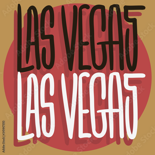 Las Vegas Nevada Usa Hand Drawn Lettering Vector Design.