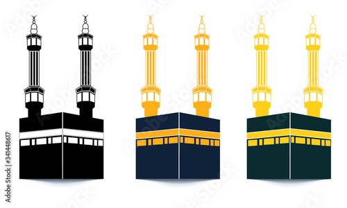 Beautiful vector illustration of Kaaba Sharif with two minaret