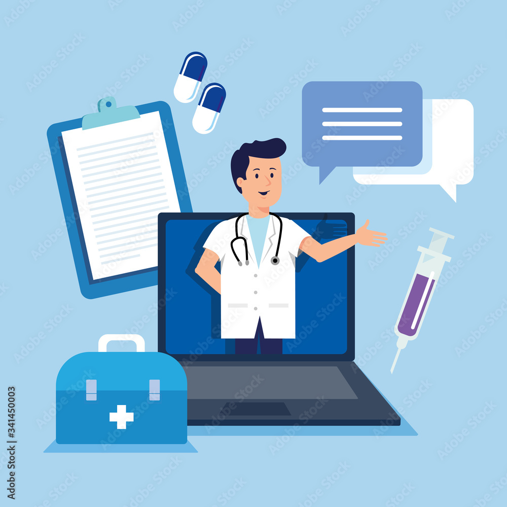 doctor man with virtual coronavirus diagnosis doctor man with virtual coronavirus diagnosis
