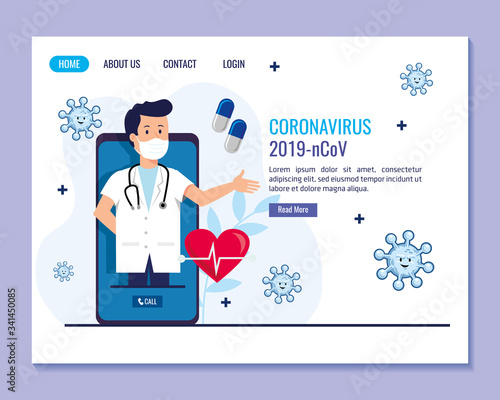 man doctor with mask and coronavirus treatment
