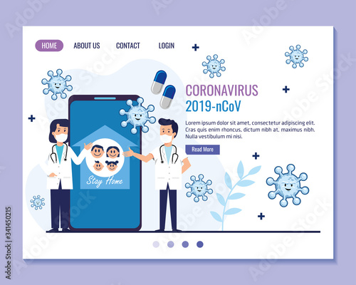 virtual doctors with mask and coronavirus information