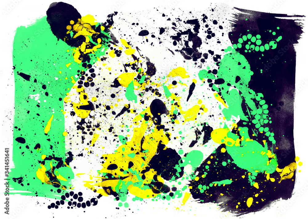 Monotype imprint of the oil paint blots digital composition concept in grunge style.