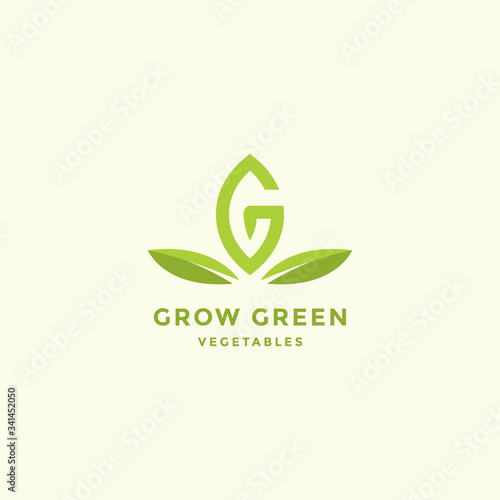 letter g flower plant leaf logo vector icon illustration