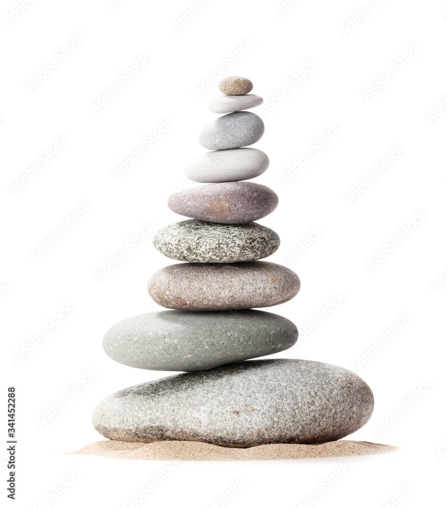 Pyramid of sea pebbles. Isolated on white Pyramid of sea pebbles. Isolated on white