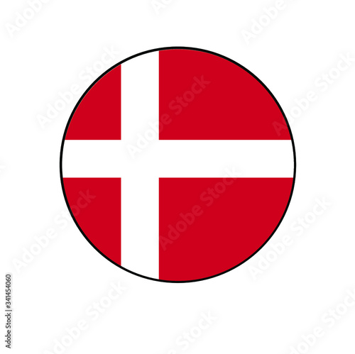 Denmark Flag rounded Button for European push button concepts.	